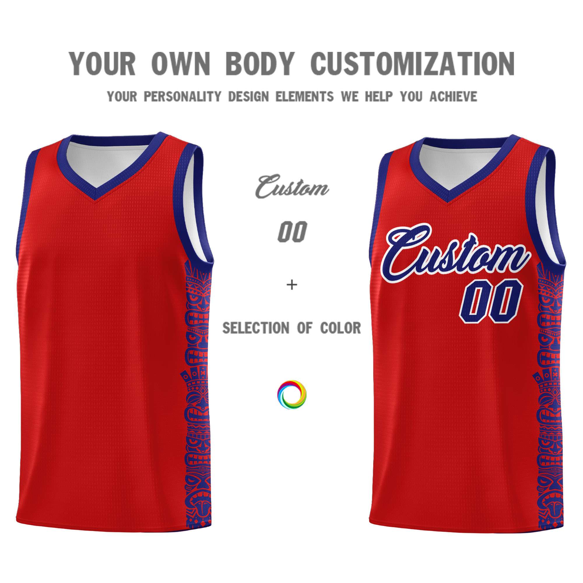 Custom Red Purple Personalized Indians Pattern Sets Sports Uniform Basketball Jersey