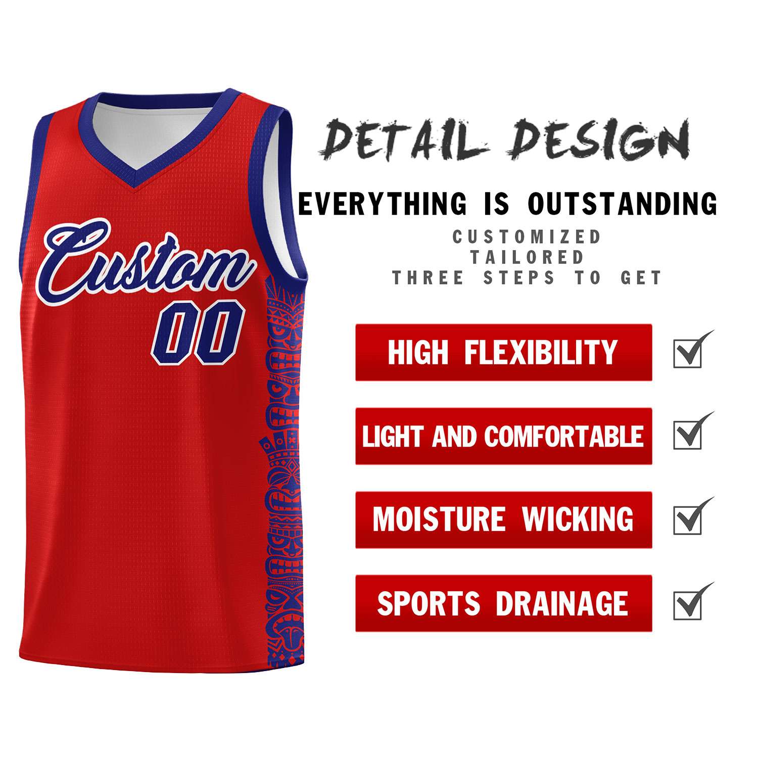 Custom Red Purple Personalized Indians Pattern Sets Sports Uniform Basketball Jersey