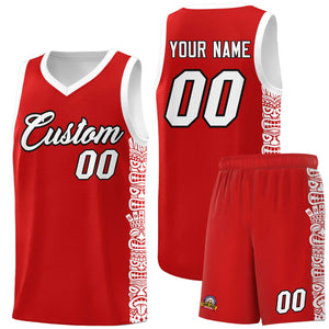 Custom Red White Personalized Indians Pattern Sets Sports Uniform Basketball Jersey