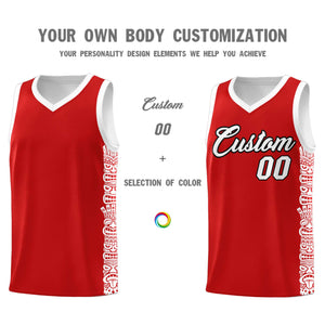 Custom Red White Personalized Indians Pattern Sets Sports Uniform Basketball Jersey