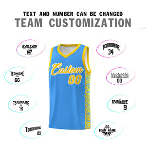 Custom Powder Blue Gold Personalized Indians Pattern Sets Sports Uniform Basketball Jersey