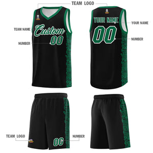 Custom Black Kelly Green Personalized Indians Pattern Sets Sports Uniform Basketball Jersey