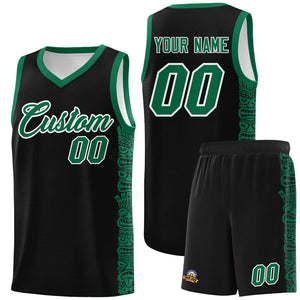 Custom Black Kelly Green Personalized Indians Pattern Sets Sports Uniform Basketball Jersey