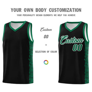 Custom Black Kelly Green Personalized Indians Pattern Sets Sports Uniform Basketball Jersey