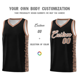 Custom Black Teabrown Personalized Indians Pattern Sets Sports Uniform Basketball Jersey