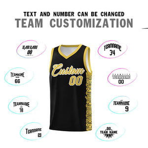 Custom Black Yellow Personalized Indians Pattern Sets Sports Uniform Basketball Jersey