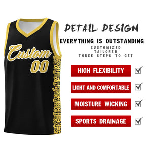 Custom Black Yellow Personalized Indians Pattern Sets Sports Uniform Basketball Jersey