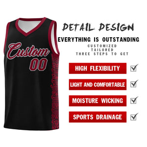 Custom Black Crimson Personalized Indians Pattern Sets Sports Uniform Basketball Jersey