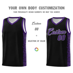 Custom Black Purple Personalized Indians Pattern Sets Sports Uniform Basketball Jersey