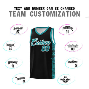 Custom Black Aqua Personalized Indians Pattern Sets Sports Uniform Basketball Jersey