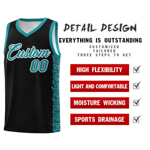 Custom Black Aqua Personalized Indians Pattern Sets Sports Uniform Basketball Jersey