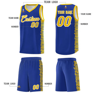 Custom Royal Gold Personalized Indians Pattern Sets Sports Uniform Basketball Jersey