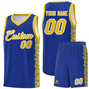 Custom Royal Gold Personalized Indians Pattern Sets Sports Uniform Basketball Jersey