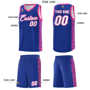 Custom Royal Pink Personalized Indians Pattern Sets Sports Uniform Basketball Jersey