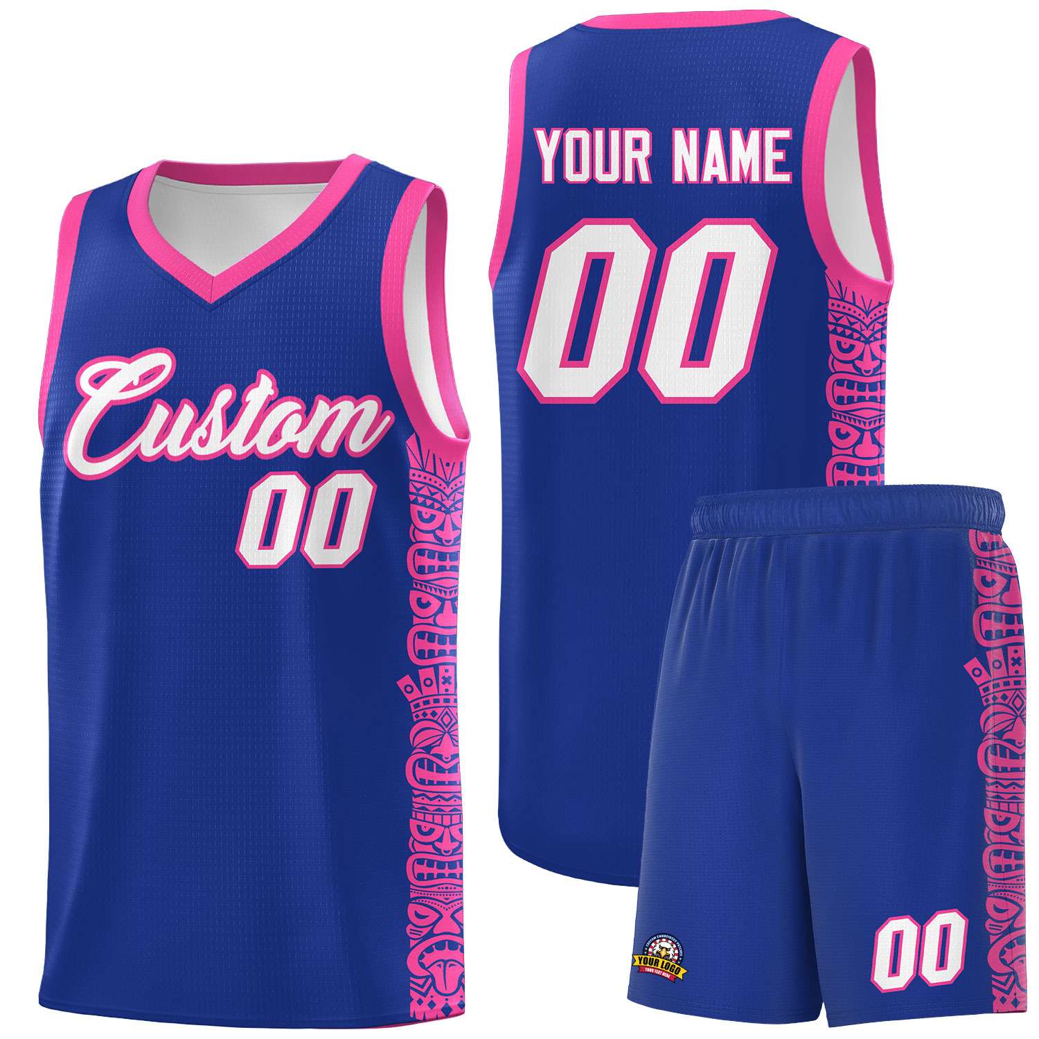 Custom Royal Pink Personalized Indians Pattern Sets Sports Uniform Basketball Jersey