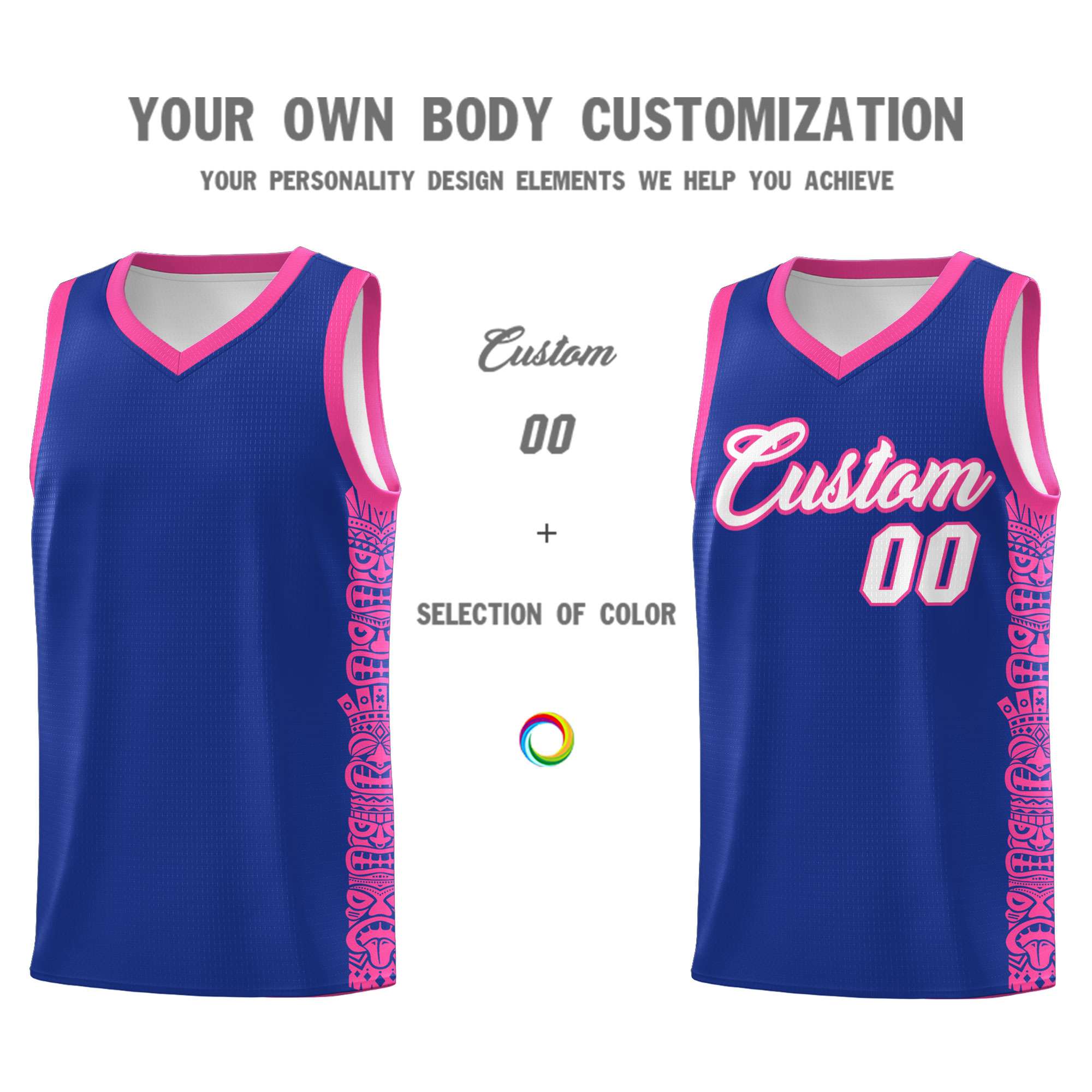 Custom Royal Pink Personalized Indians Pattern Sets Sports Uniform Basketball Jersey