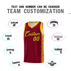 Custom Crimson Yellow Personalized Indians Pattern Sets Sports Uniform Basketball Jersey