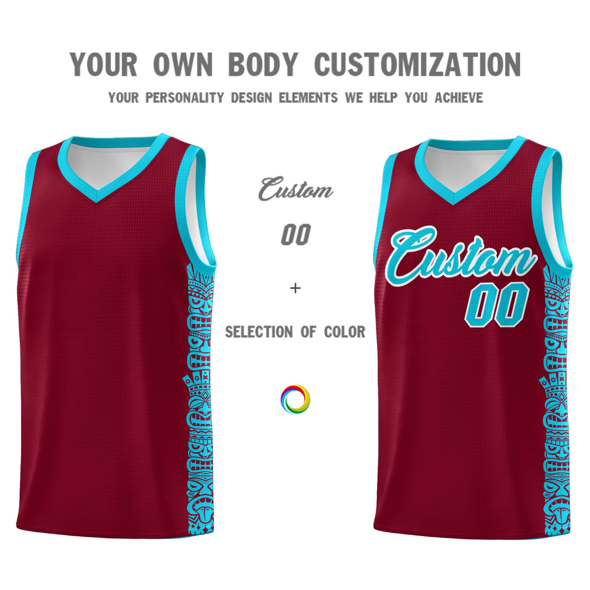 Custom Crimson Sky Blue Personalized Indians Pattern Sets Sports Uniform Basketball Jersey