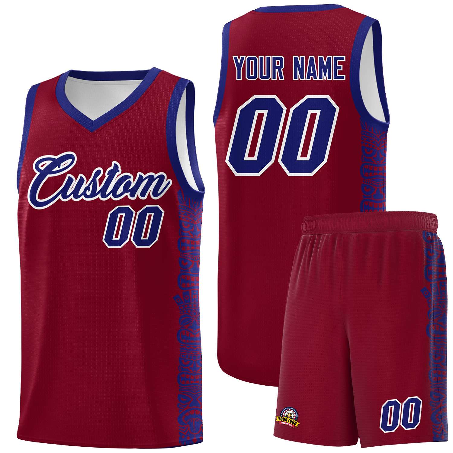 Custom Crimson Royal Personalized Indians Pattern Sets Sports Uniform Basketball Jersey