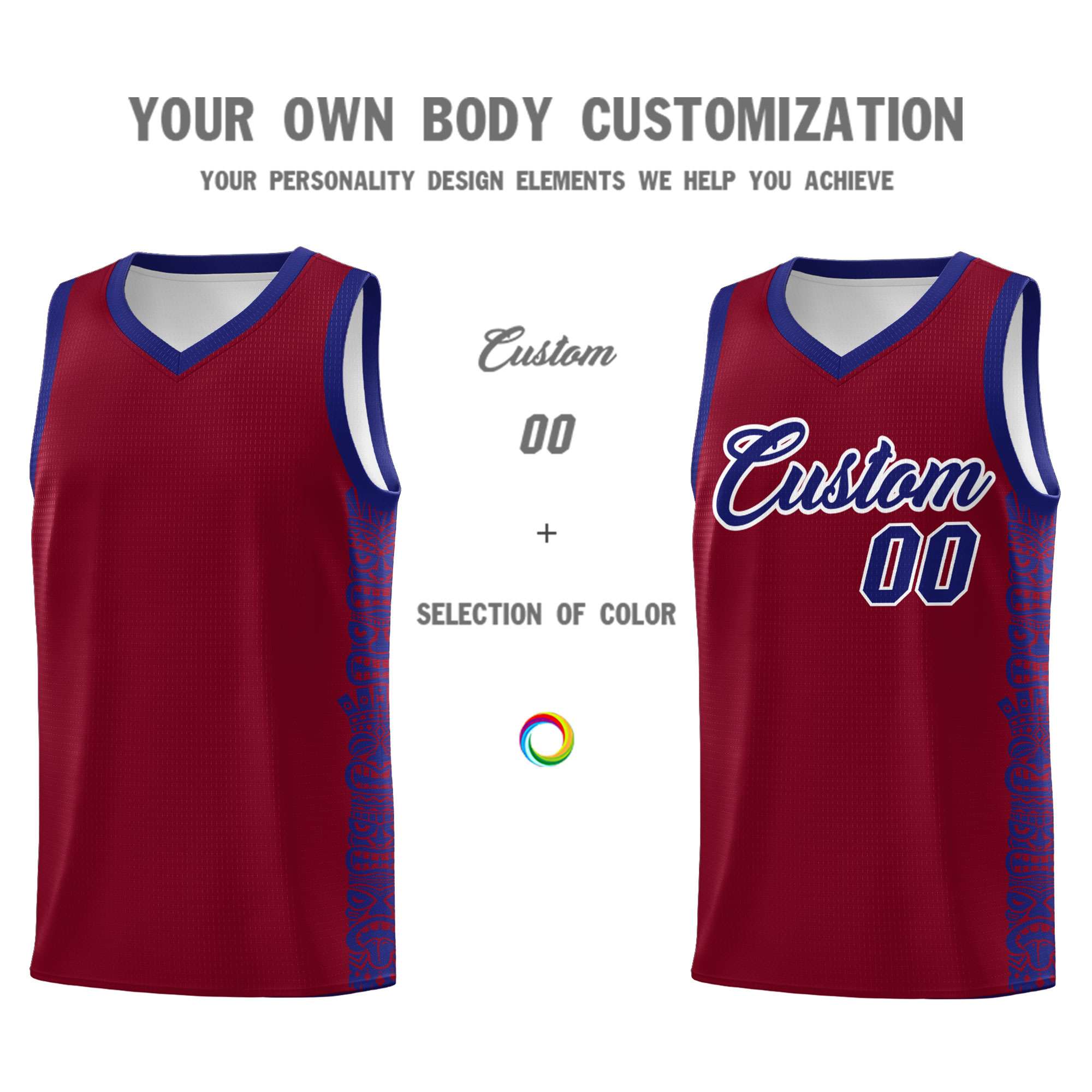 Custom Crimson Royal Personalized Indians Pattern Sets Sports Uniform Basketball Jersey