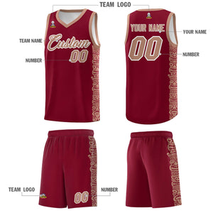 Custom Crimson Teabrown Personalized Indians Pattern Sets Sports Uniform Basketball Jersey