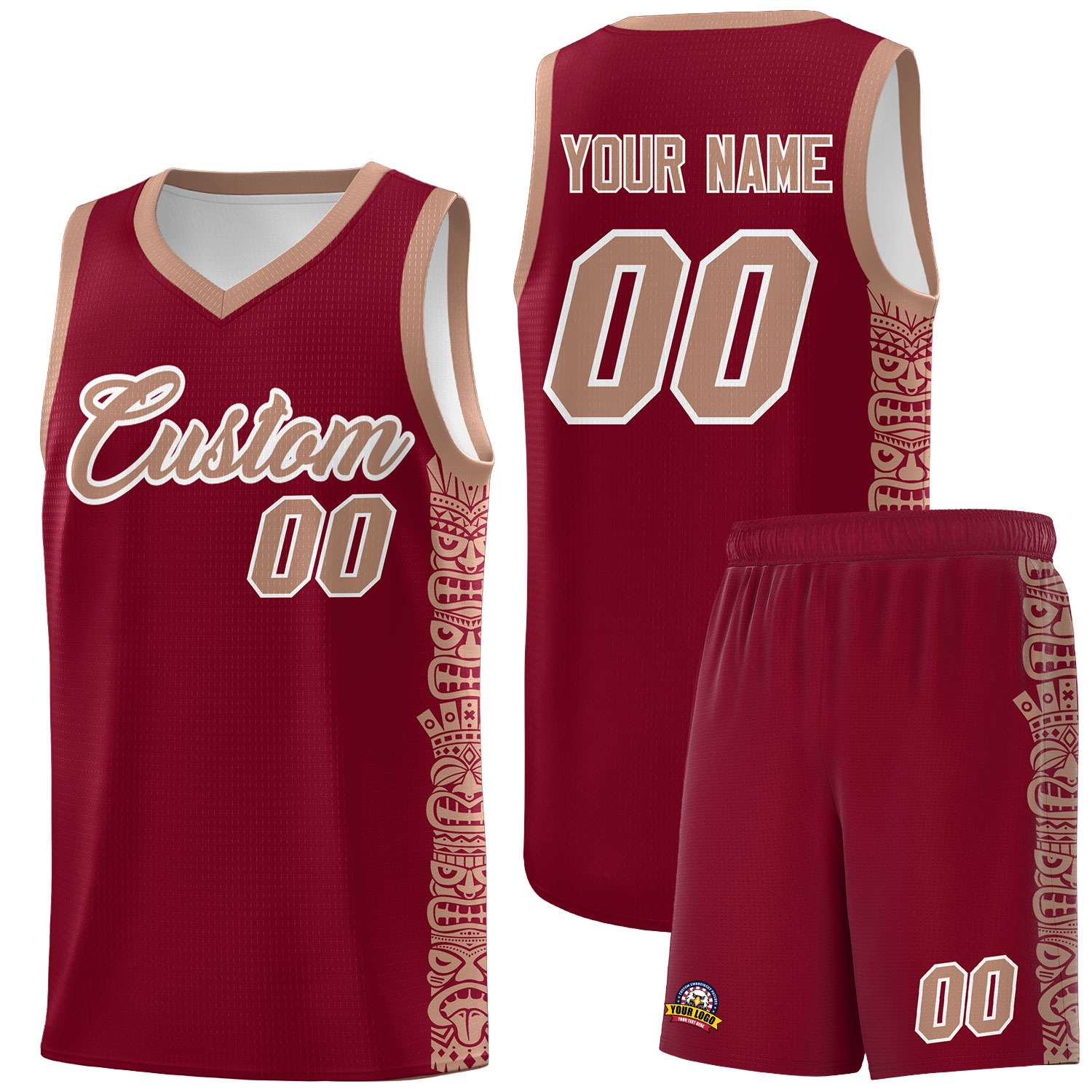 Custom Crimson Teabrown Personalized Indians Pattern Sets Sports Uniform Basketball Jersey