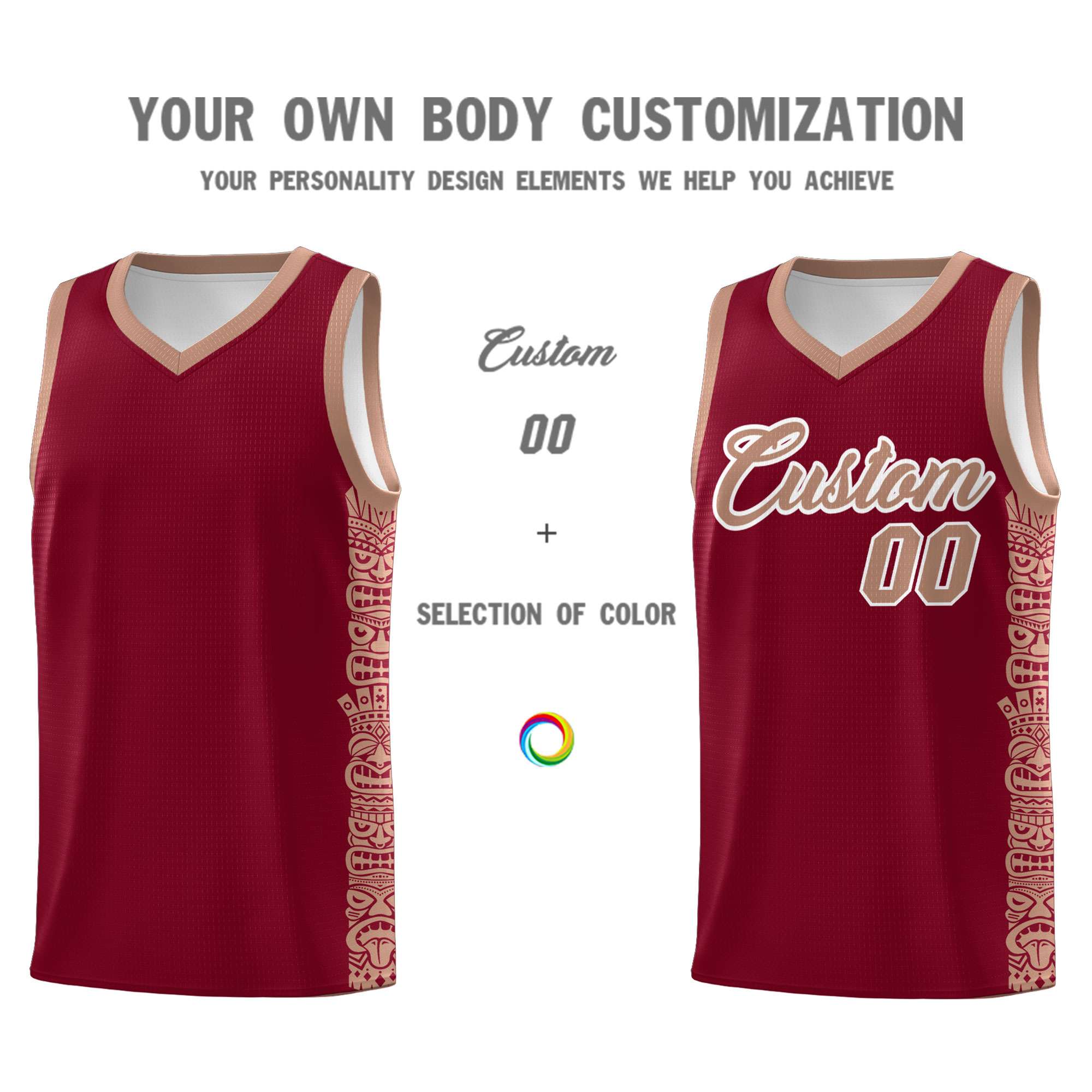 Custom Crimson Teabrown Personalized Indians Pattern Sets Sports Uniform Basketball Jersey