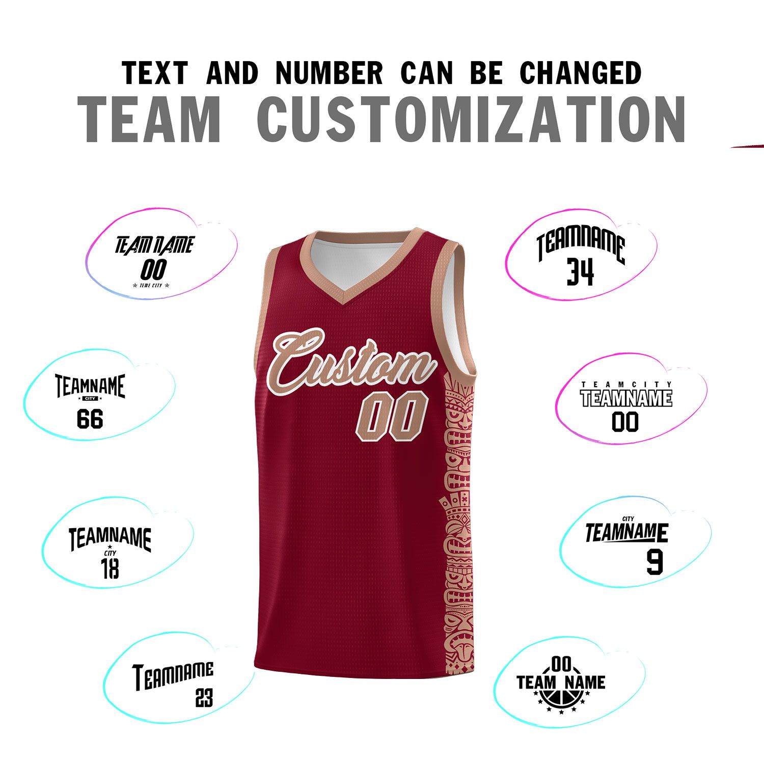 Custom Crimson Teabrown Personalized Indians Pattern Sets Sports Uniform Basketball Jersey