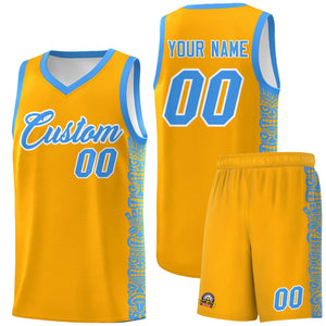 Custom Yellow Powder Blue Personalized Indians Pattern Sets Sports Uniform Basketball Jersey