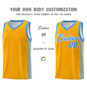 Custom Yellow Powder Blue Personalized Indians Pattern Sets Sports Uniform Basketball Jersey