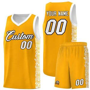 Custom Yellow White Personalized Indians Pattern Sets Sports Uniform Basketball Jersey