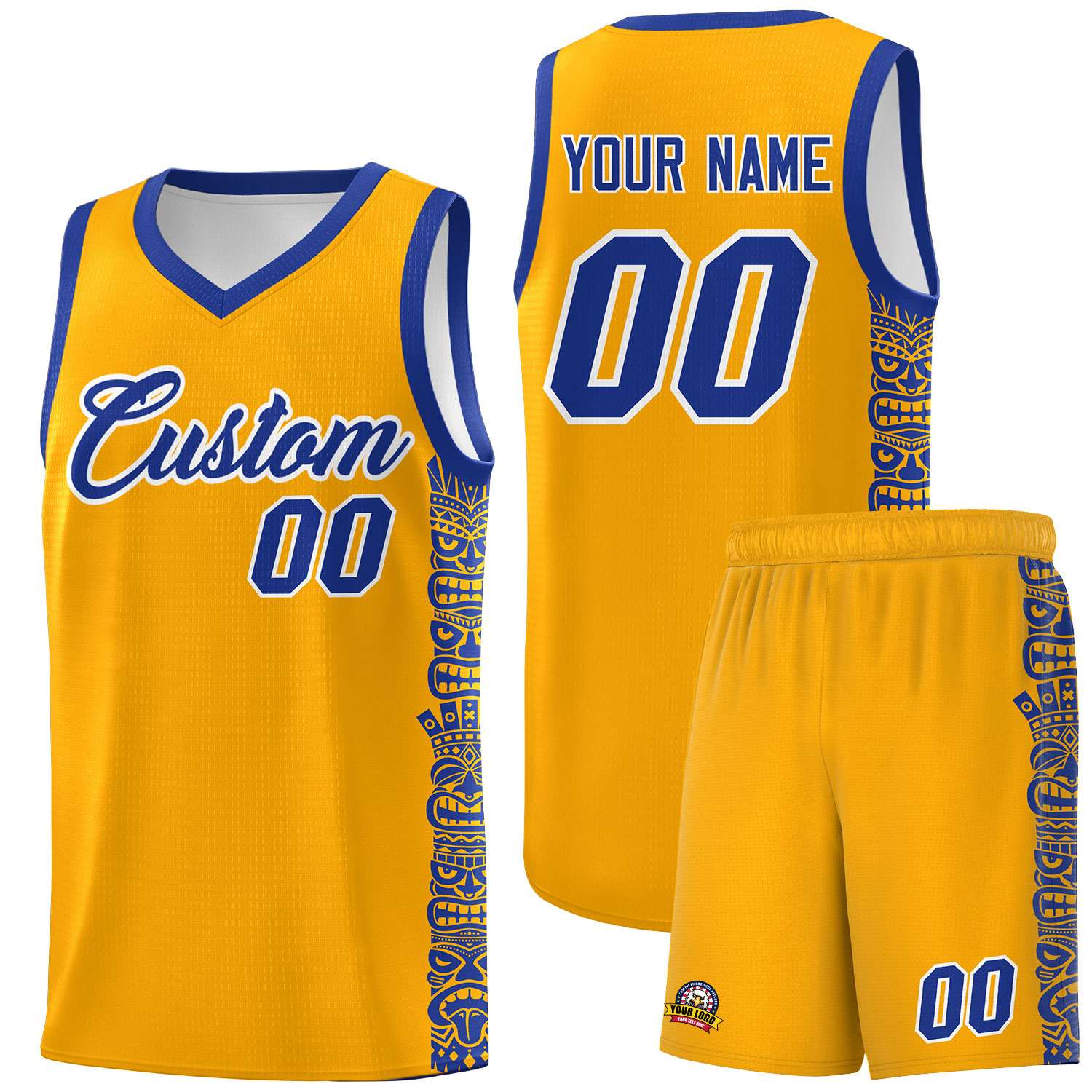 Custom Yellow Royal Personalized Indians Pattern Sets Sports Uniform Basketball Jersey