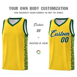 Custom Gold Gold Personalized Indians Pattern Sets Sports Uniform Basketball Jersey