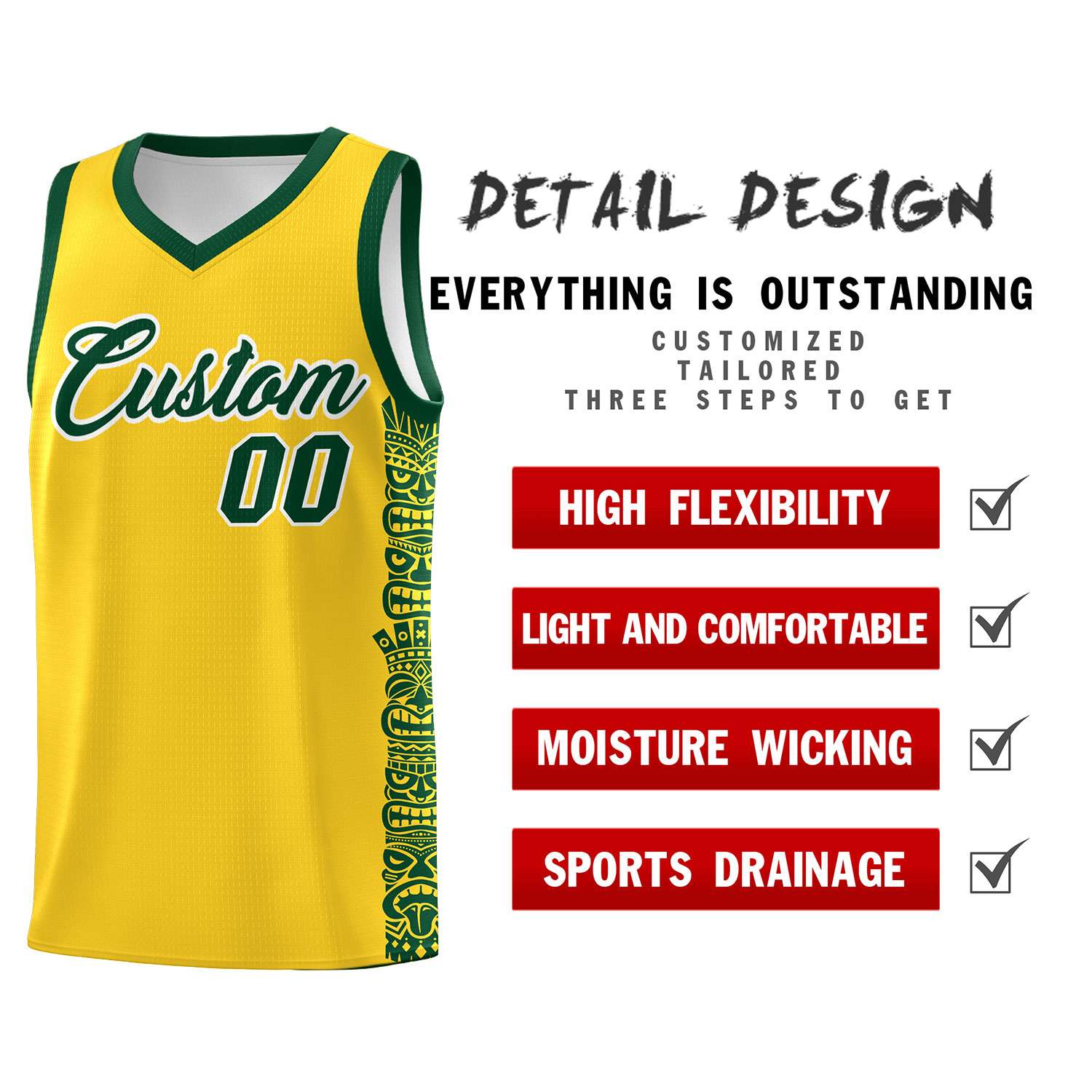 Custom Gold Gold Personalized Indians Pattern Sets Sports Uniform Basketball Jersey