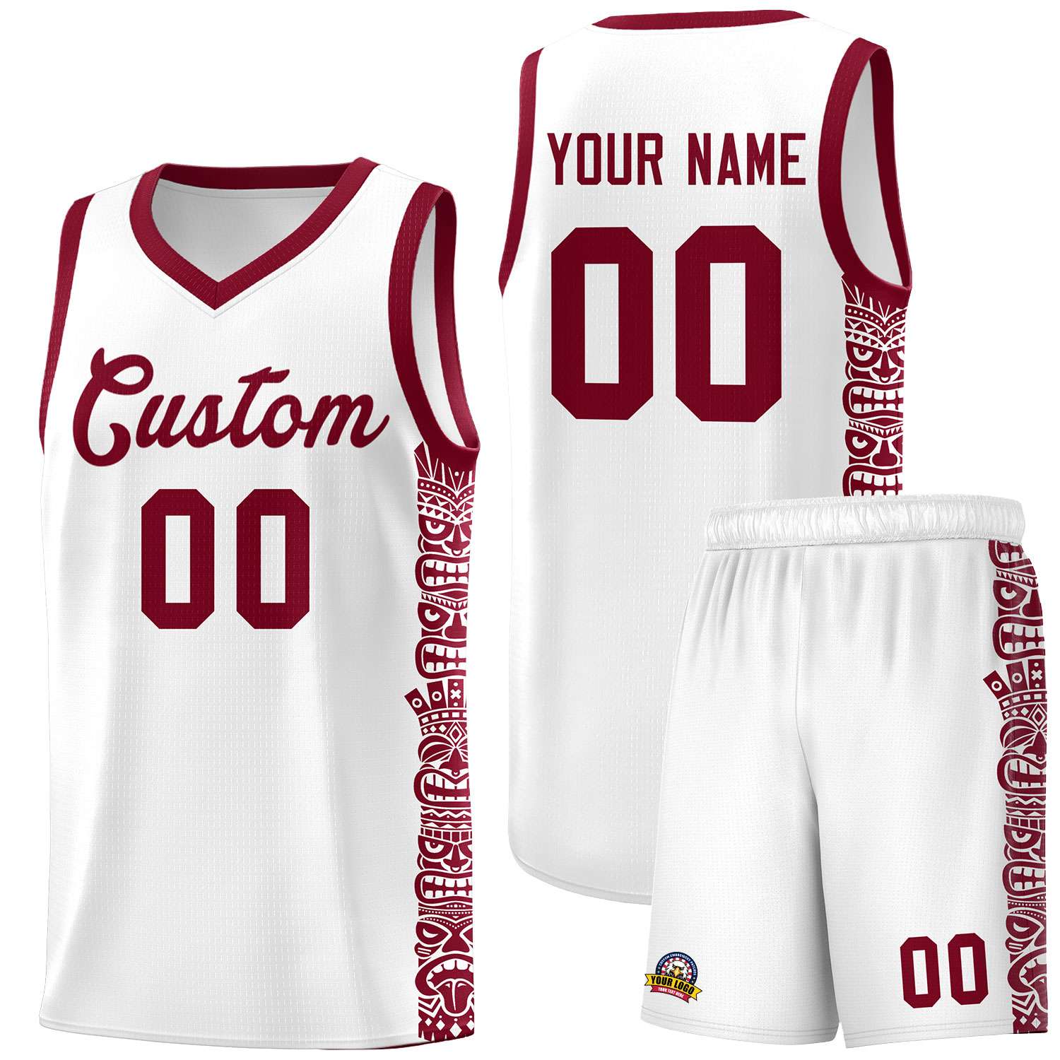 Custom White Crimson Personalized Indians Pattern Sets Sports Uniform Basketball Jersey