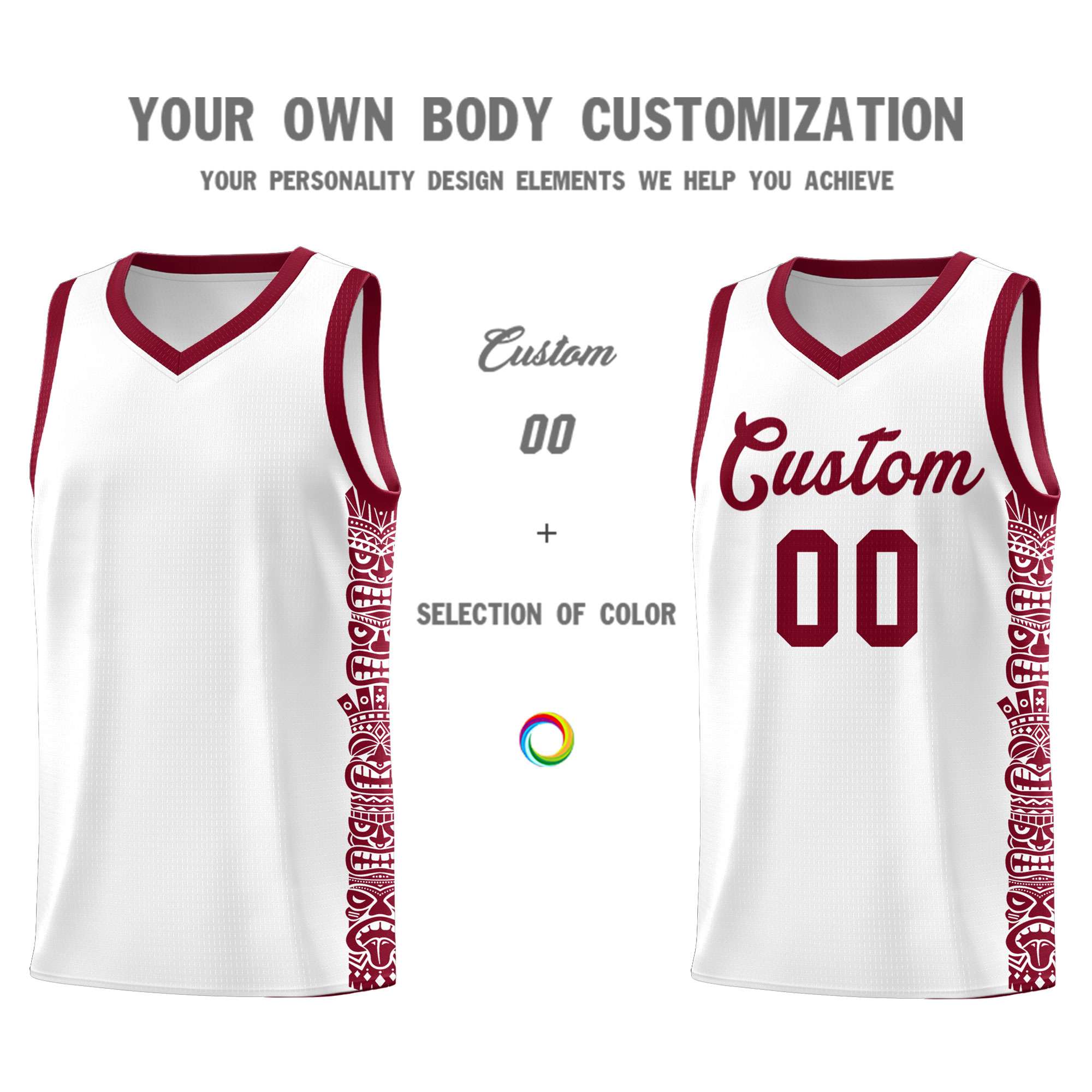 Custom White Crimson Personalized Indians Pattern Sets Sports Uniform Basketball Jersey