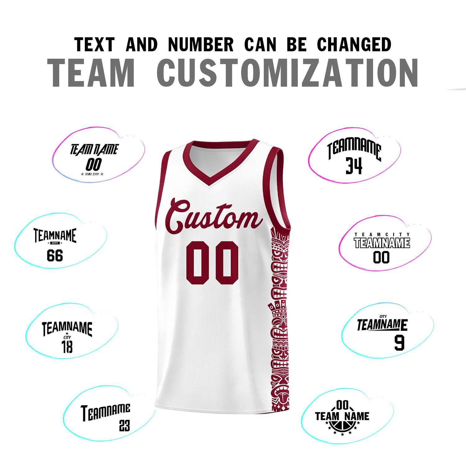 Custom White Crimson Personalized Indians Pattern Sets Sports Uniform Basketball Jersey