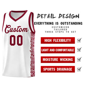 Custom White Crimson Personalized Indians Pattern Sets Sports Uniform Basketball Jersey