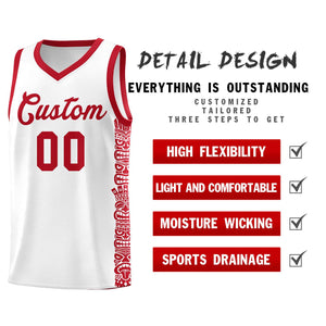 Custom White Red Personalized Indians Pattern Sets Sports Uniform Basketball Jersey