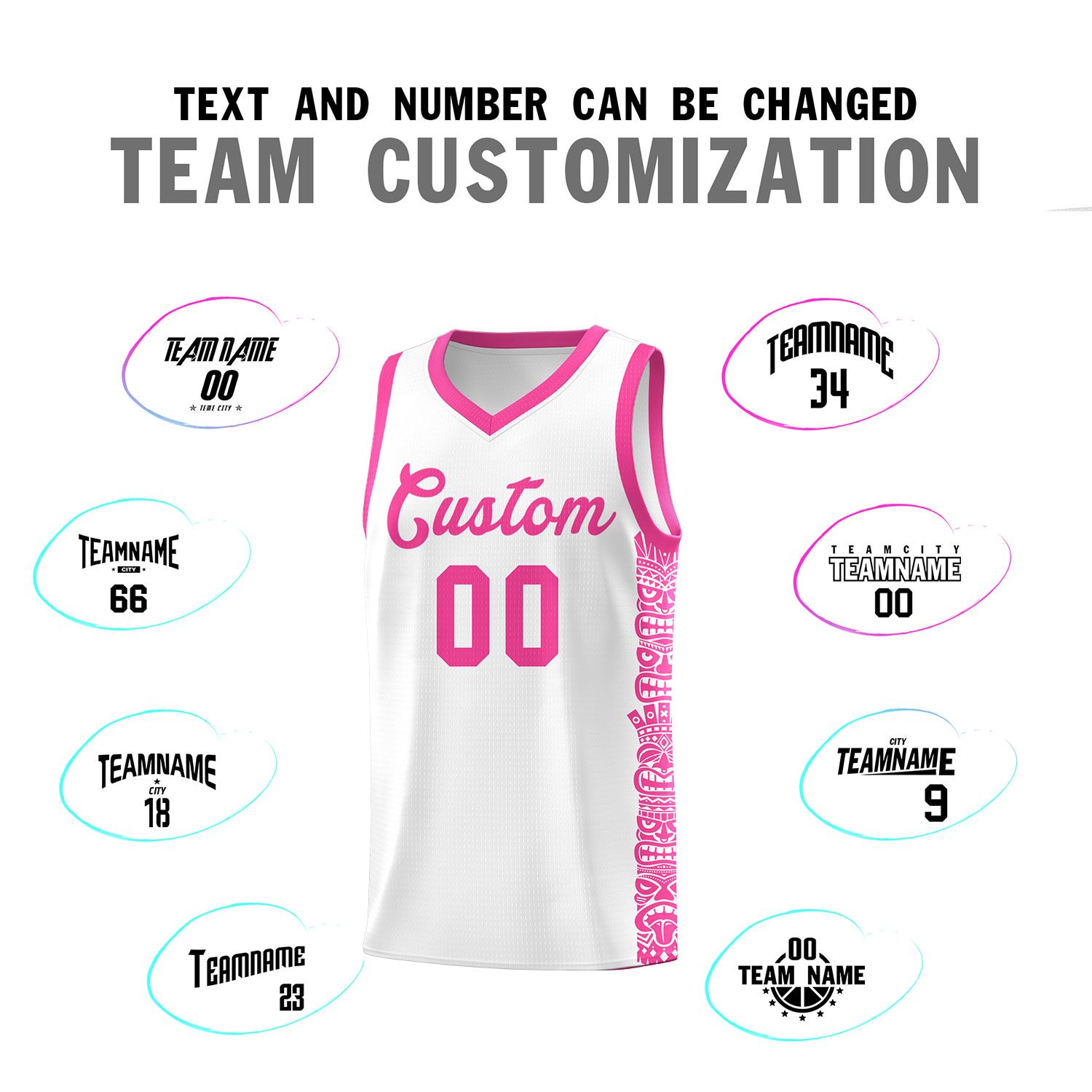 Custom White Pink Personalized Indians Pattern Sets Sports Uniform Basketball Jersey