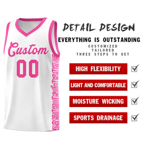 Custom White Pink Personalized Indians Pattern Sets Sports Uniform Basketball Jersey