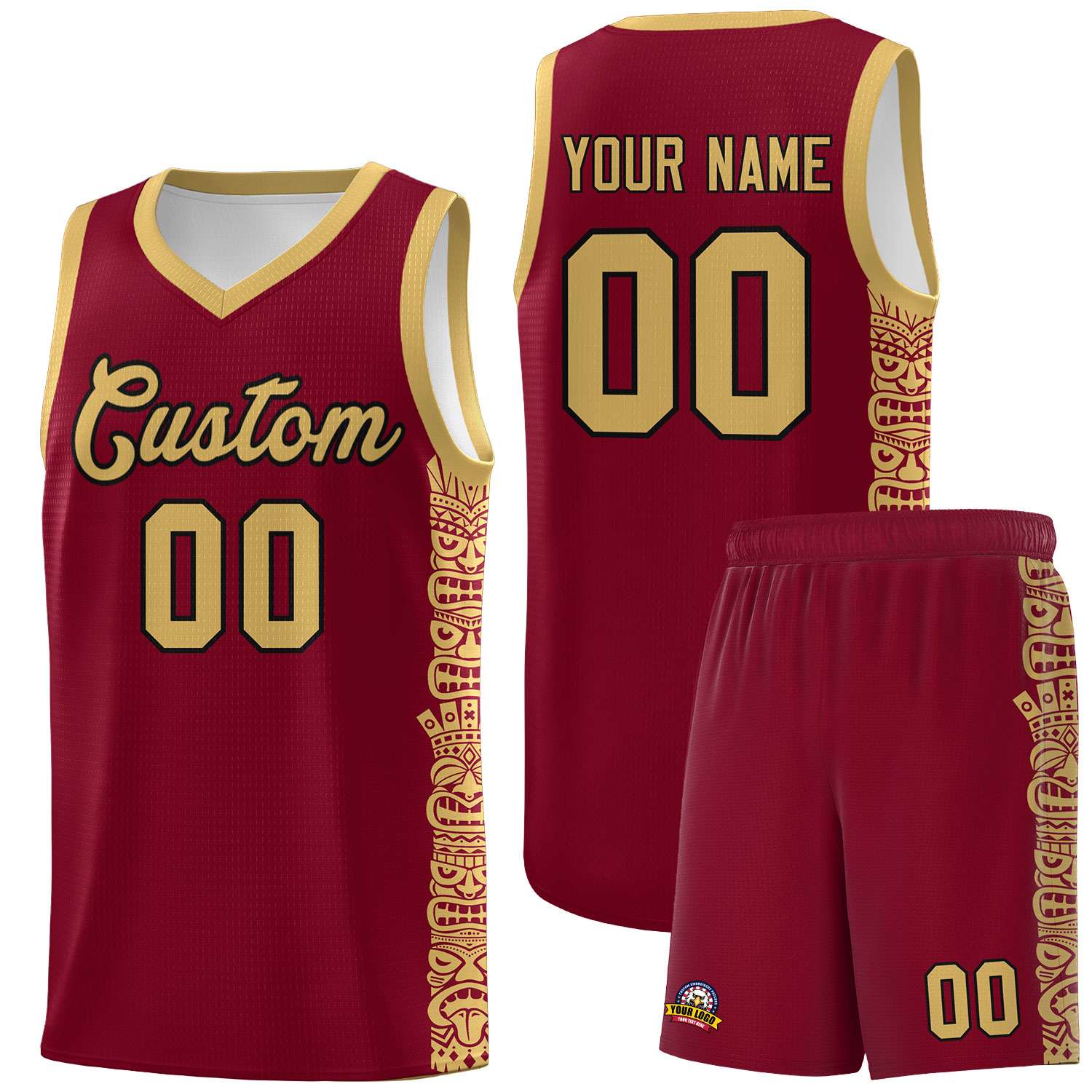 Custom Crimson Old Gold Personalized Indians Pattern Sets Sports Uniform Basketball Jersey