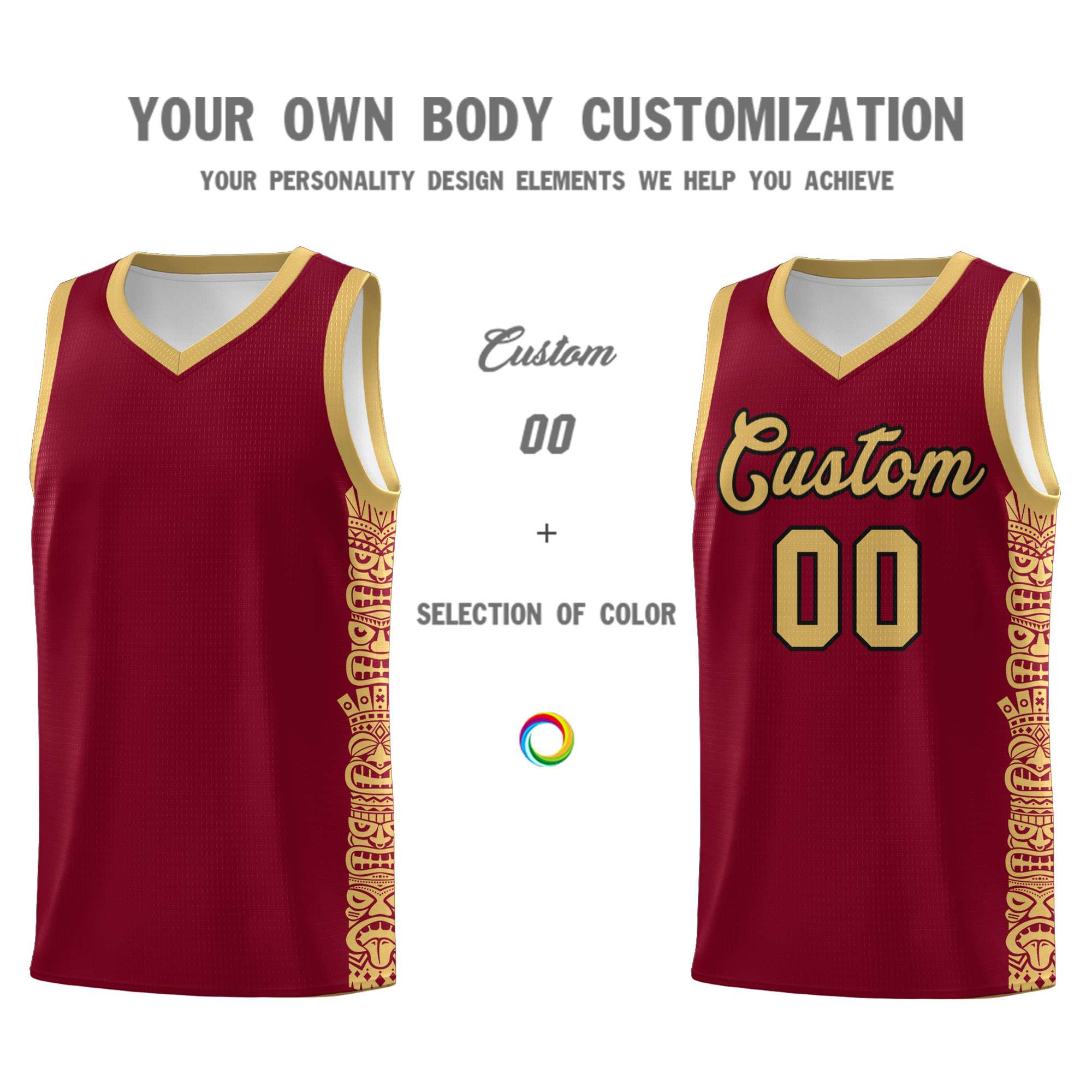 Custom Crimson Old Gold Personalized Indians Pattern Sets Sports Uniform Basketball Jersey