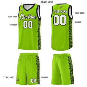 Custom Green Black Personalized Indians Pattern Sets Sports Uniform Basketball Jersey