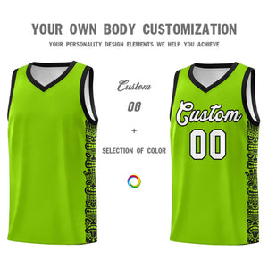 Custom Green Black Personalized Indians Pattern Sets Sports Uniform Basketball Jersey