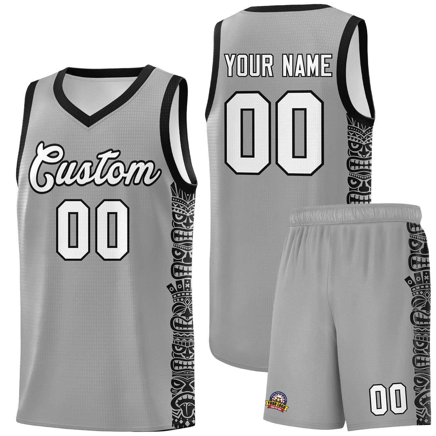 Custom Dark Gray Black Personalized Indians Pattern Sets Sports Uniform Basketball Jersey