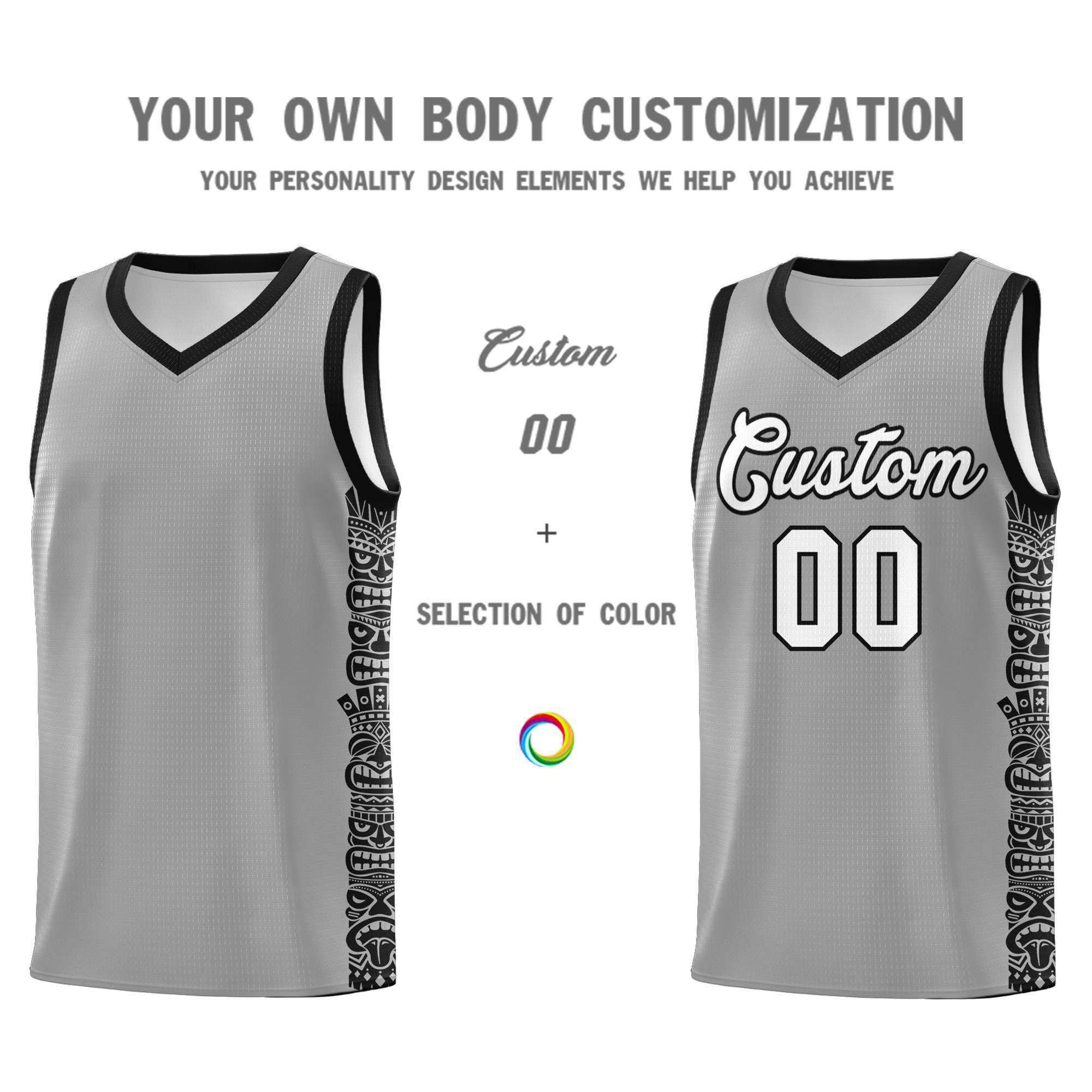 Custom Dark Gray Black Personalized Indians Pattern Sets Sports Uniform Basketball Jersey