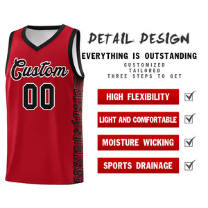 Custom Red Black Personalized Indians Pattern Sets Sports Uniform Basketball Jersey