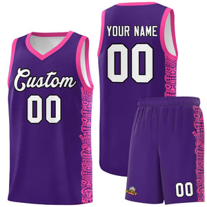 Custom Purple Pink Personalized Indians Pattern Sets Sports Uniform Basketball Jersey