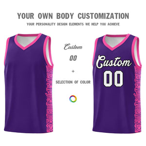 Custom Purple Pink Personalized Indians Pattern Sets Sports Uniform Basketball Jersey